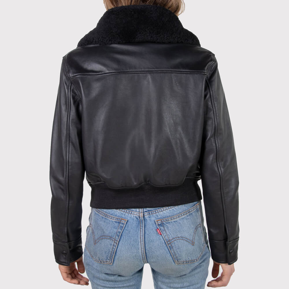 Women's Shearling Bomber Jacket - AMSEL LEATHERS