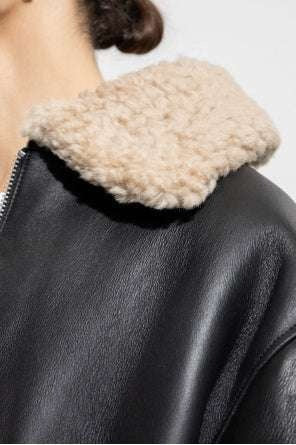 Women's Shearling Lined Black Aviator Flight Jacket - AMSEL LEATHERS