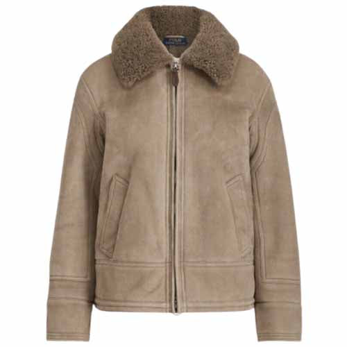 Women’s Suede Leather Shearling Bomber Jacket - AMSEL LEATHERS