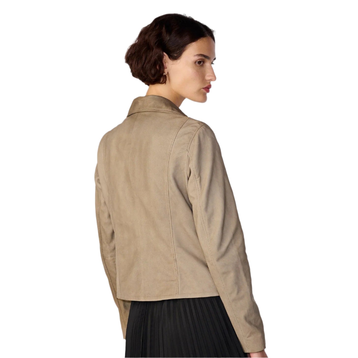 New Women's Tan Beige Suede Biker Leather Jacket - AMSEL LEATHERS