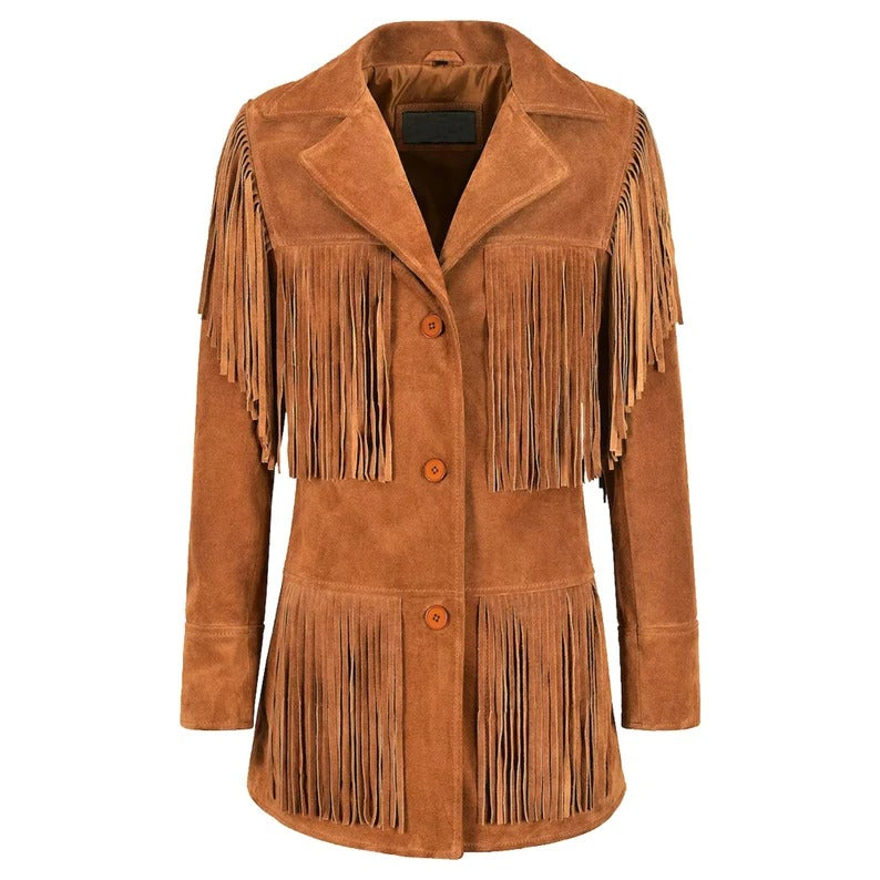 Women's Western Fringes Leather Jacket - AMSEL LEATHERS