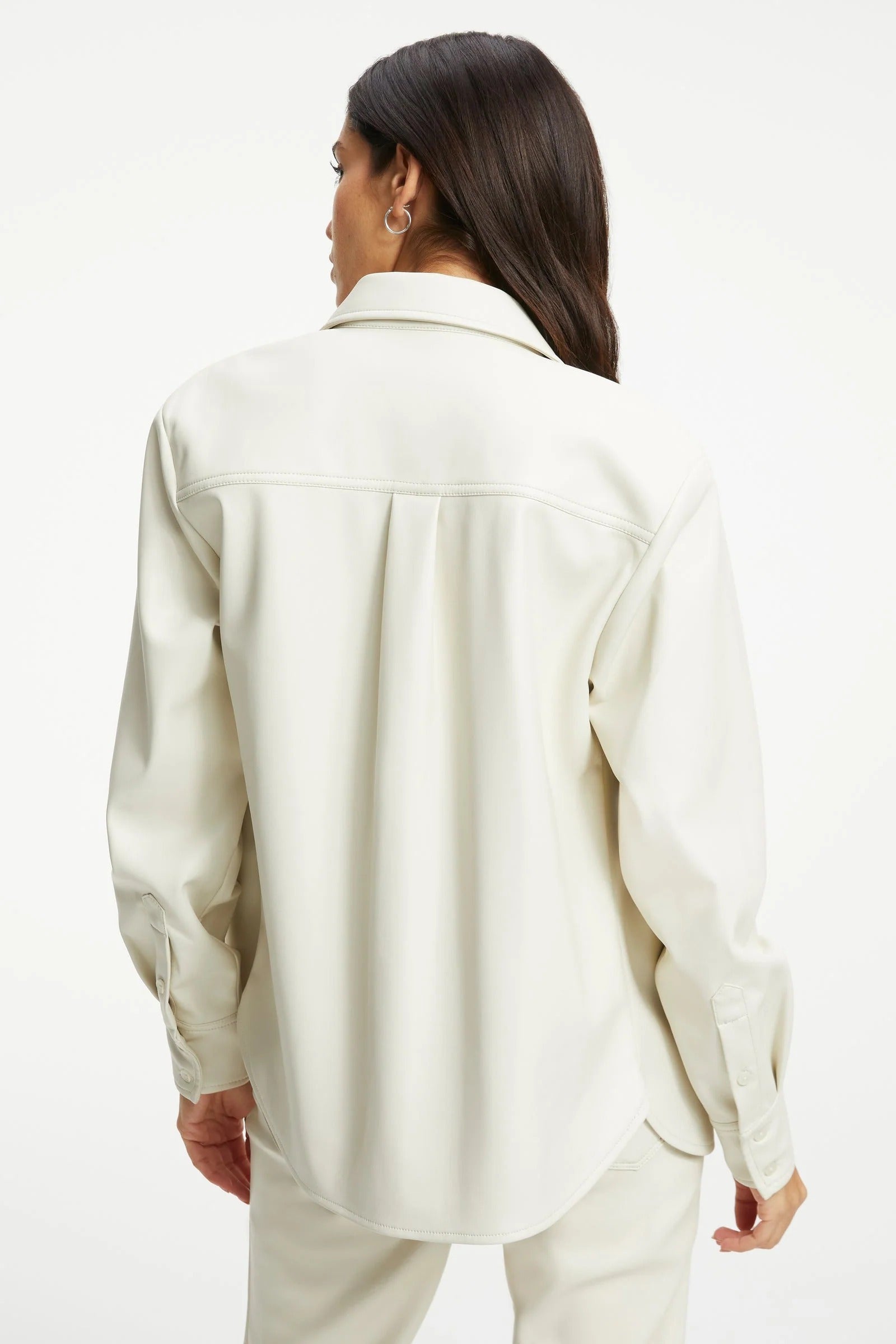 Women's White Full Sleeve Leather Shirt - AMSEL LEATHERS